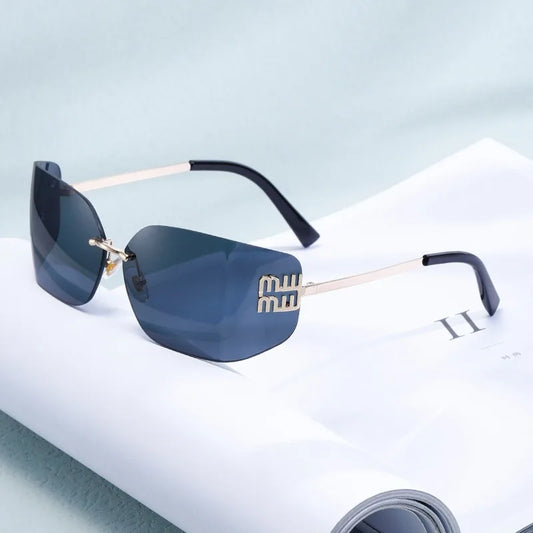 Zhang Yuanying's same miumiu sunglasses for women, with a high-end and personalized y2k sunglasses and curved i