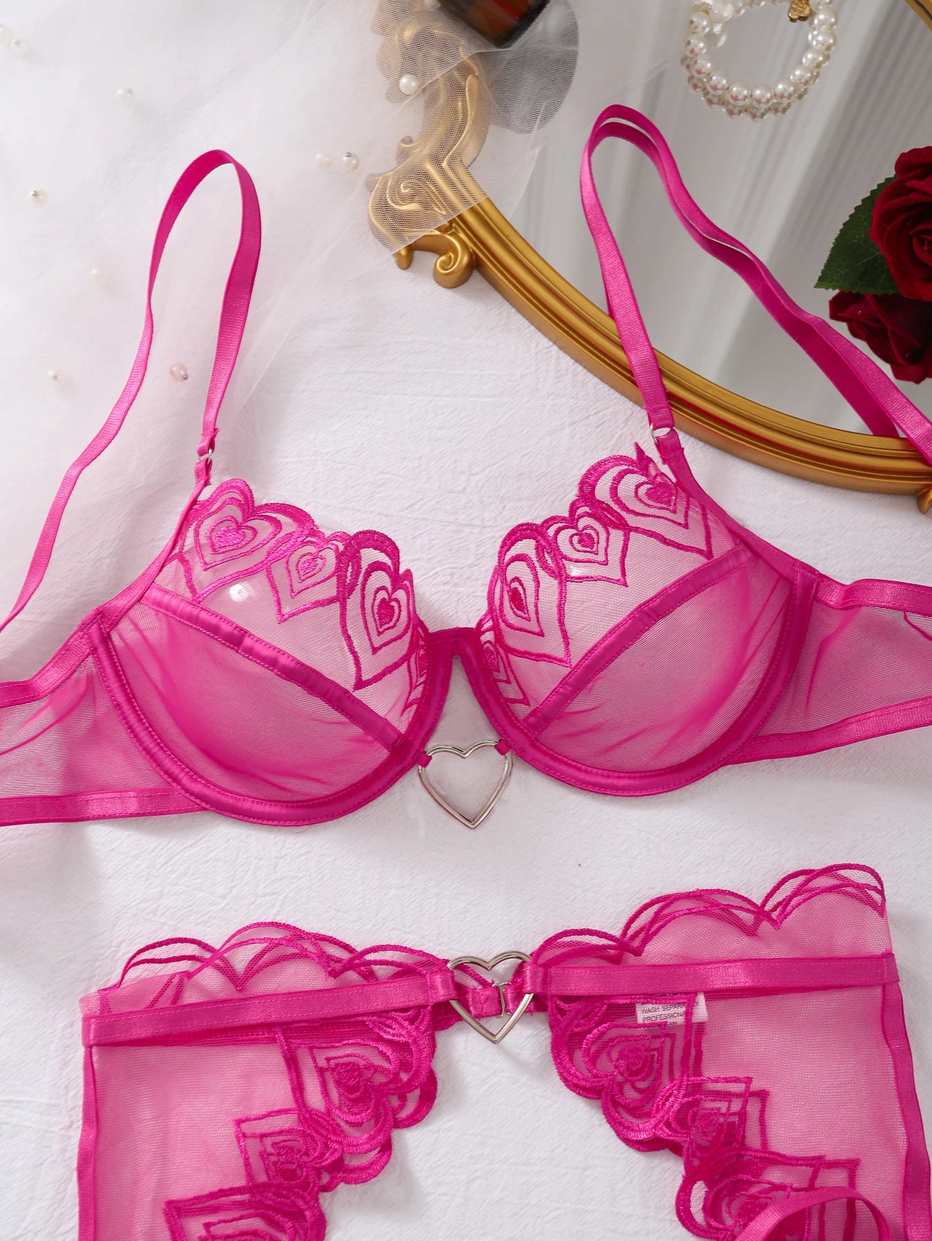 MUZISKAT Love Embroidery Lace Lingerie Set