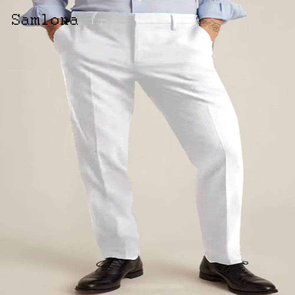 Solid White Formal Suit Pants