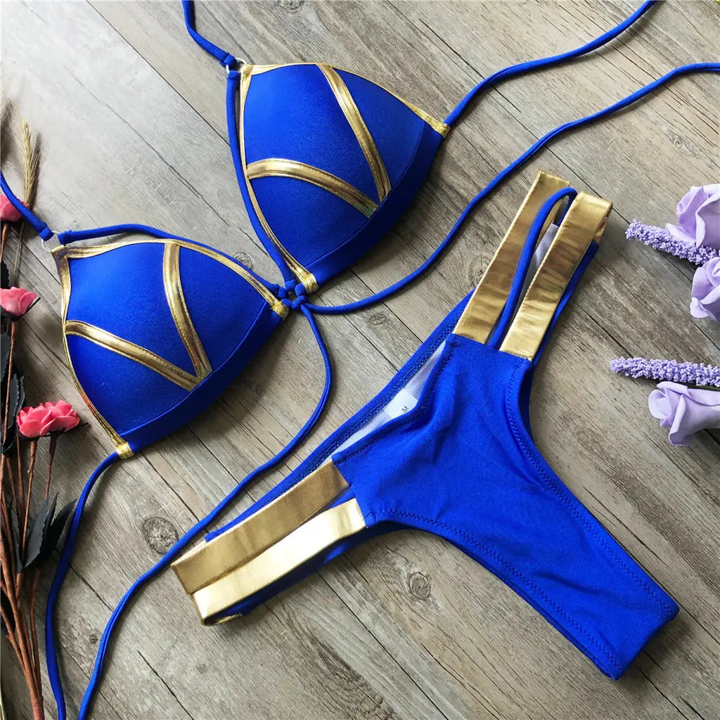 Women’s Push‑Up Bikini Set V2154 – 7‑Color Two‑Piece Swimsuit with Bra Cup & High‑Fit Bottoms (S–XL)