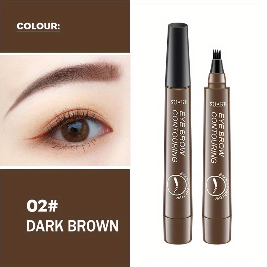 Waterproof 4‑Fork Eyebrow Pen – Microblading‑Effect Pencil for Natural, Hair‑Like Brows (5 Colors)