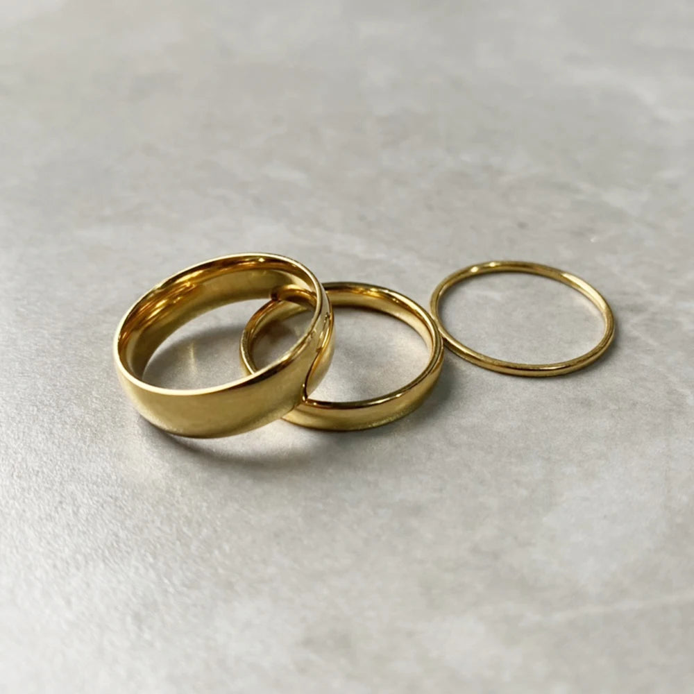eManco Simple Stainless Steel Women's Rings Gold-plated Round Ring Girl's Jewelry Gift Factory Outlet