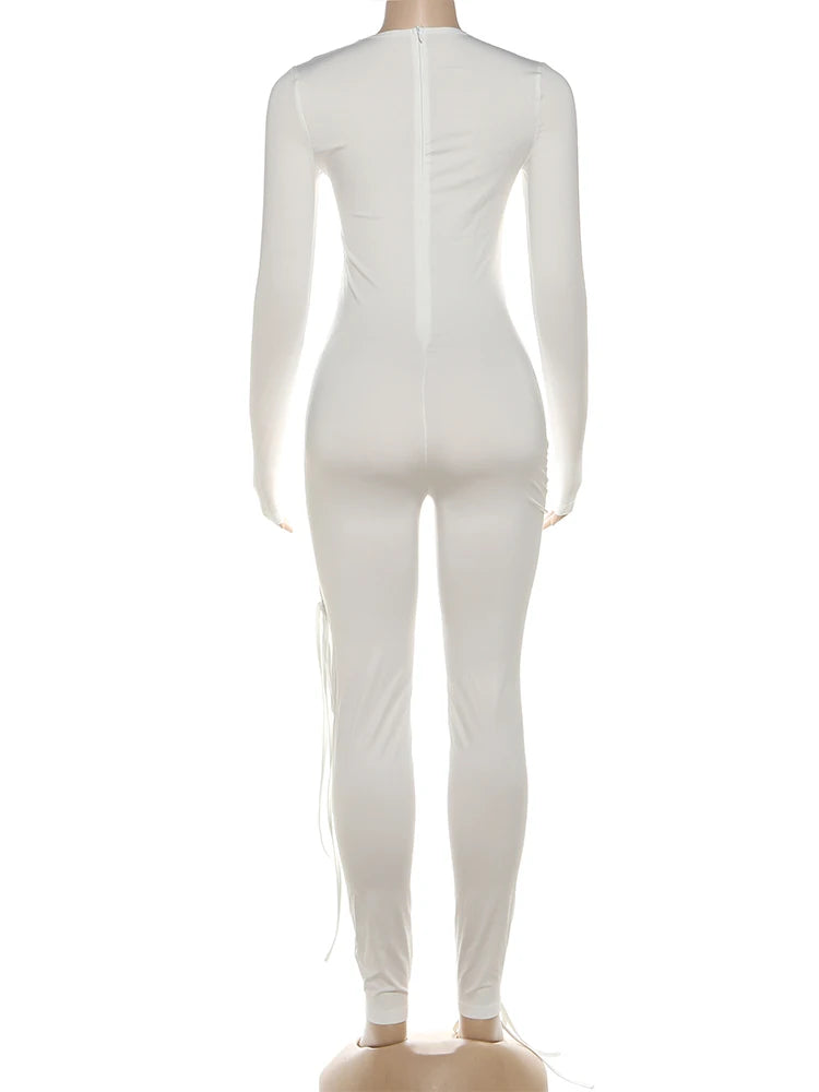 Nibber Women’s Cross‑Bandage Tassel Jumpsuit