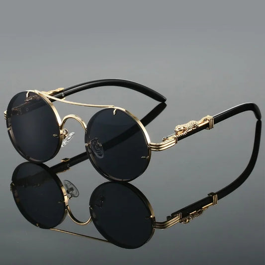 Vintage Round Men Fashion Double Bridge Sunglasses Multicolor Shades Women Retro Luxury Design Sun Glasses Trendy Brand Eyewear
