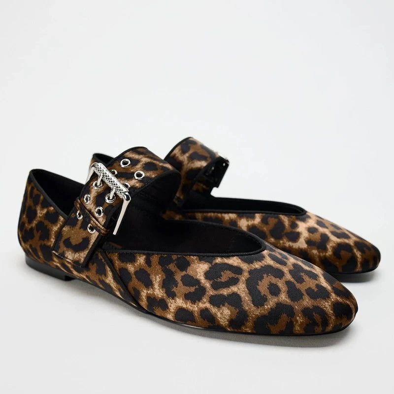 Women Flats New Leopard Print Comfortable Soft Round Toe Flat Shoes for Women Ballet Mary Jane Shoes for Women Zapatos De Mujer
