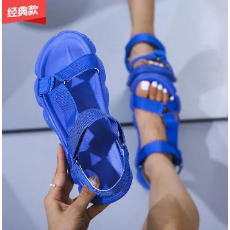 Women's Sandals Fashion Casual Round Toe Flat Shoes Colorful Platform Comfort Roman Sandy Beach Sandals Feminina zapatos mujer