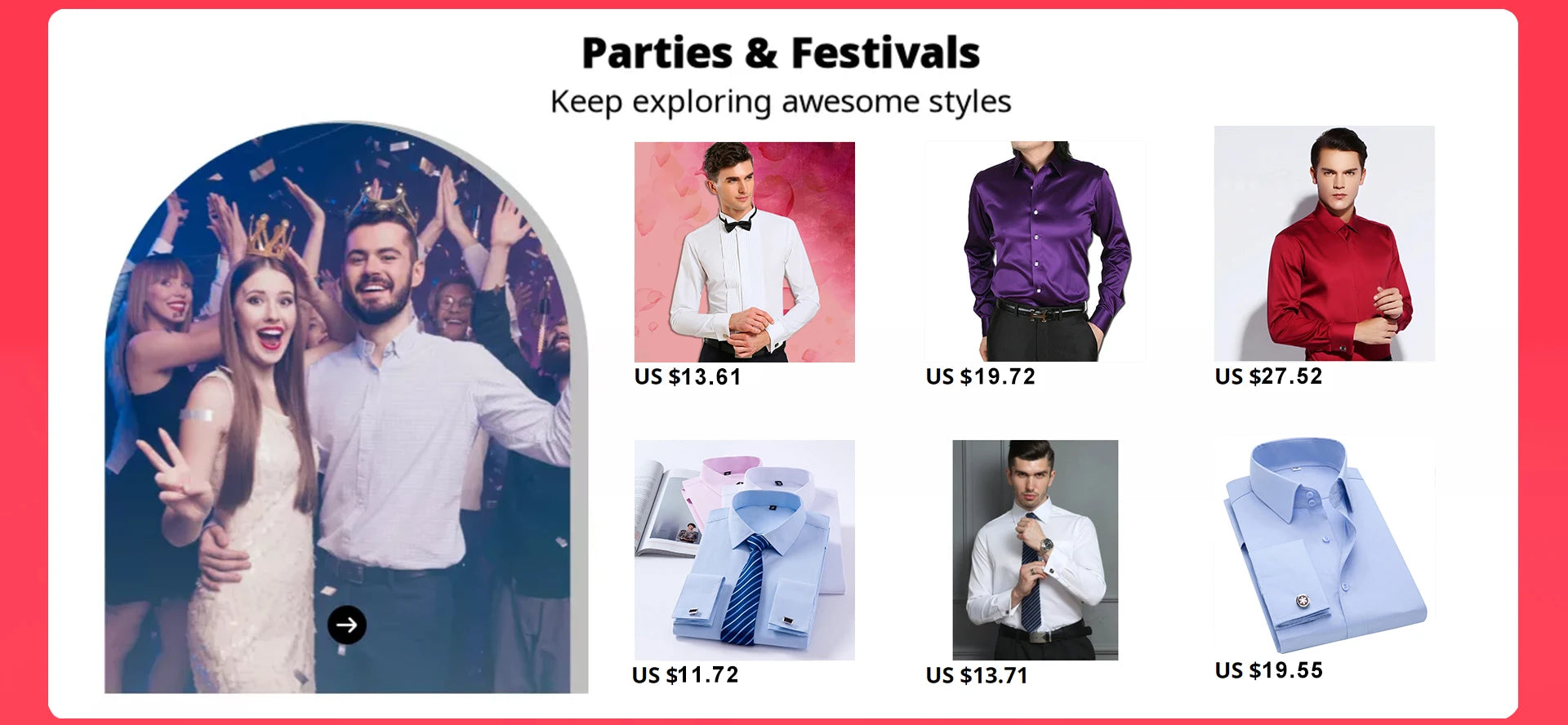 Slim‑Fit French Cuff Tuxedo Dress Shirt