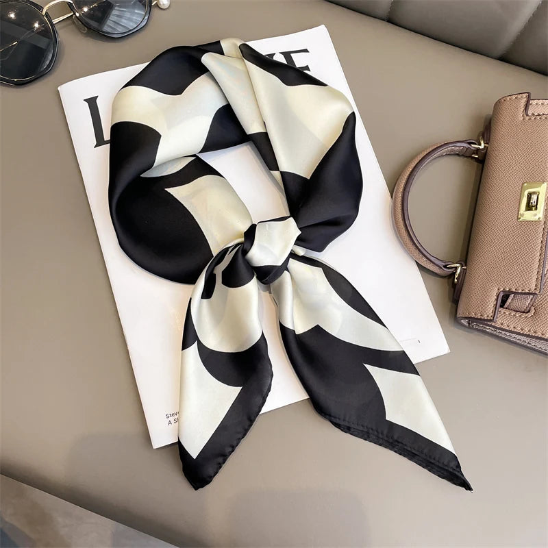 Fashion Scarves for Women Shawl Print Silk Satin Hijab Scarf Female Bandana 70*70cm Luxury Brand Square Shawls Scarfs For Ladies