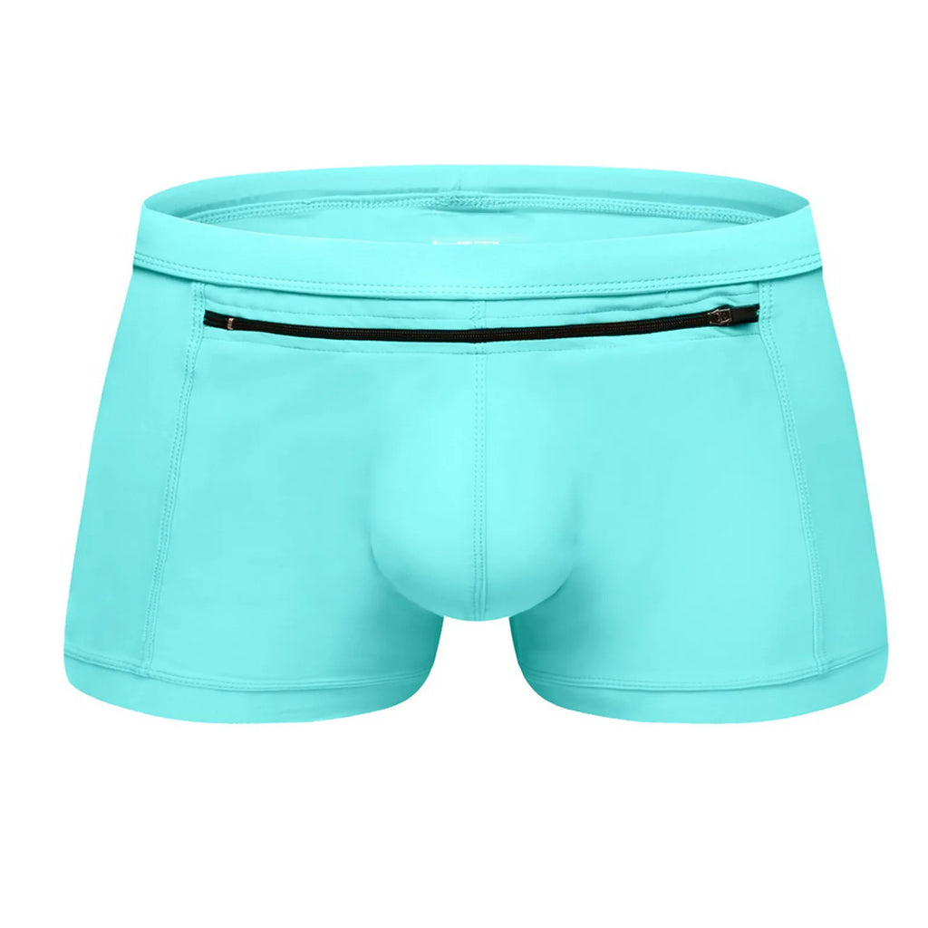 Men’s Summer Swim Boxer Shorts – Breathable Zipper‑Design Sporty Swimming Trunks Beachwear