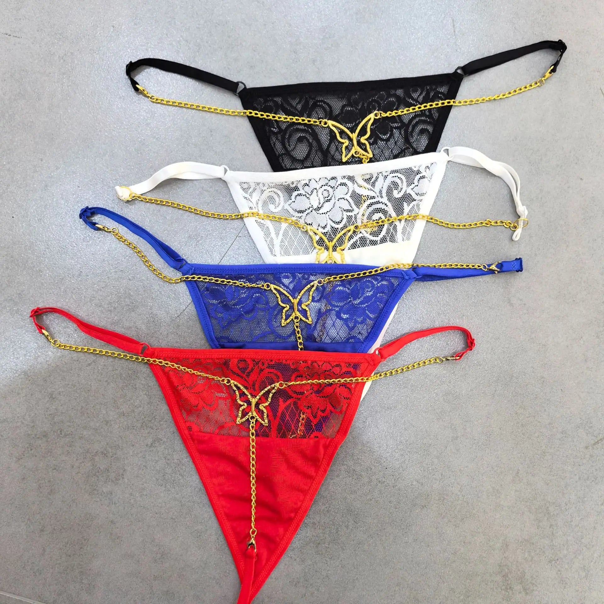 Letter Pendant Waist Chain & Lace Panty Set