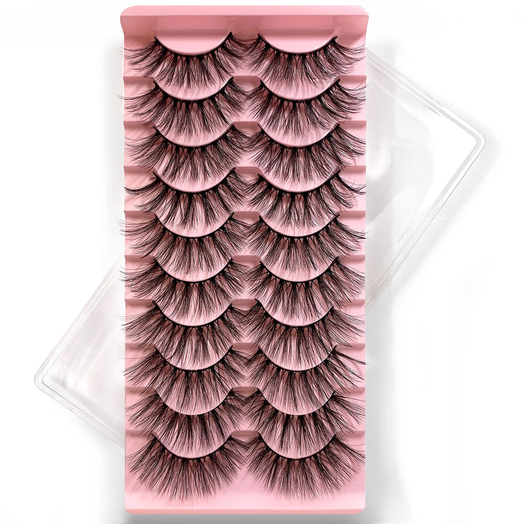 10Pairs Multipack 3D Mink Lashes False Eyelashes Handmade Wispy Fluffy Long Lashes Natural Eye Makeup Tools Eye Lashes H13 E08