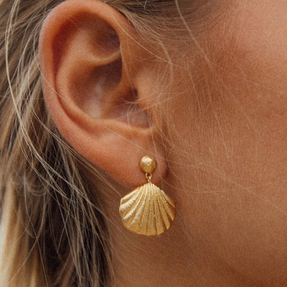 Youthway Trendy Small Steel Beads Hanging Shell Dangle Earrings 2024 Chic Stainless Steel Waterproof Jewelry Traveling Gift
