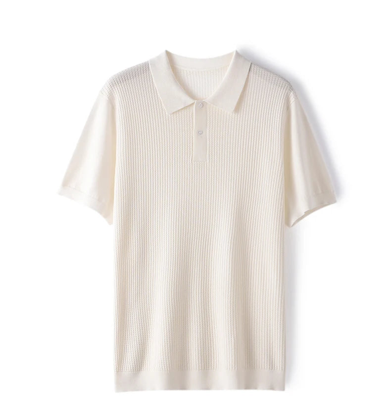🧵 Summer Men’s Mulberry‑Silk Polo
