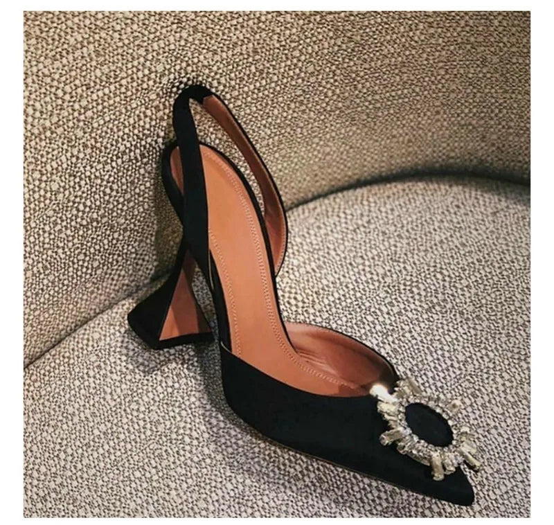 Silk Bow Rhinestone High Heels