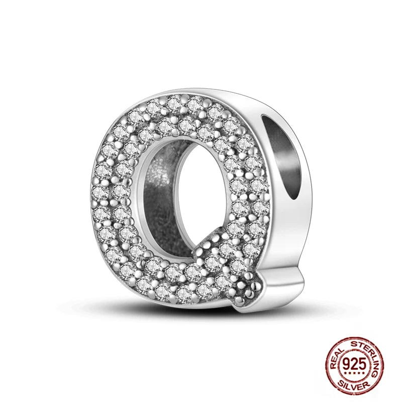 Fit Pendant Original Bracelets Charms Plata De Ley 925 Silver 26 A-Z Alphabet Letters Charm Beads For Women DIY Birthday Jewelry