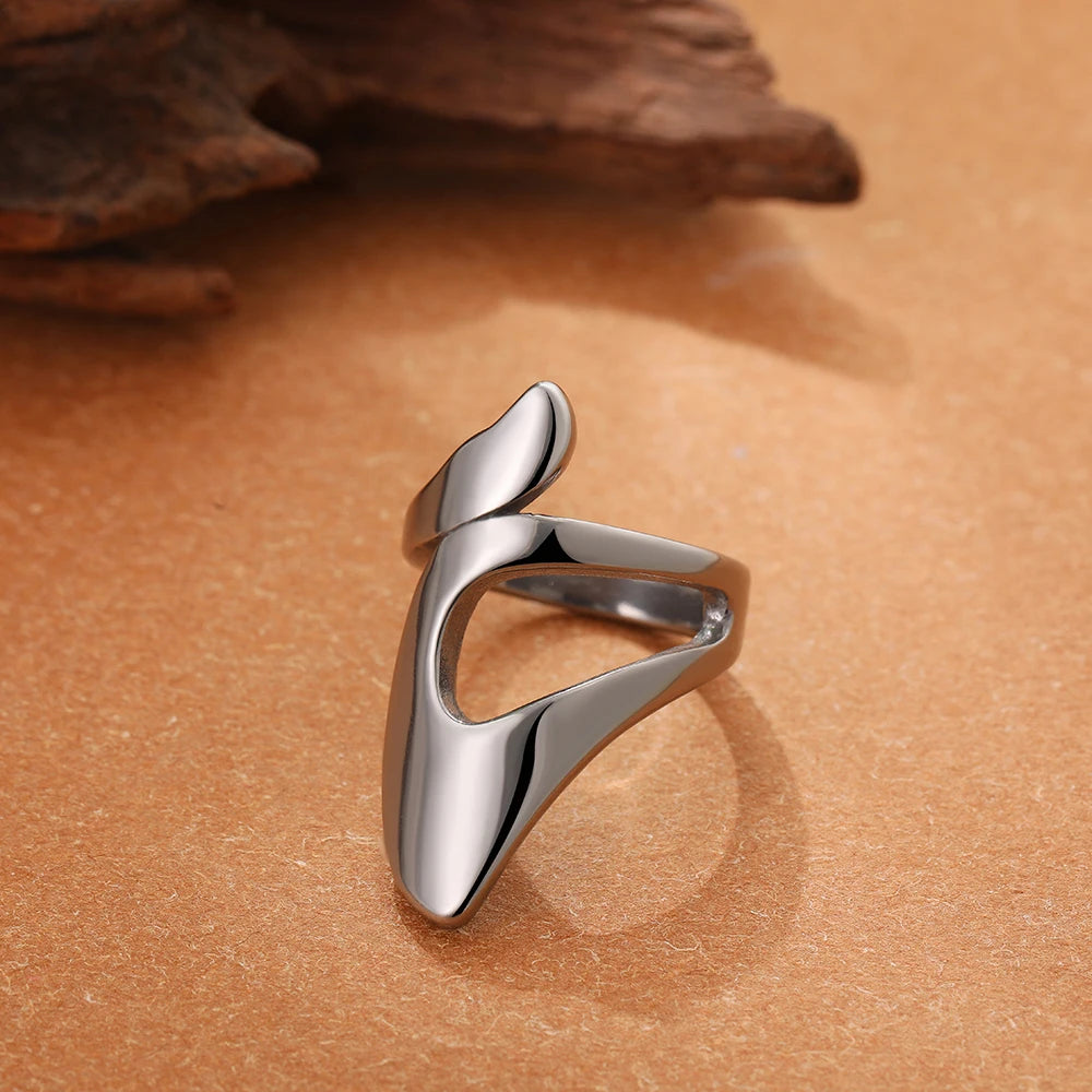 Vintage Stainless Steel Rings for Women Punk Chunky Irregular Smooth Adjustable Open Ring Jewelry Weddings Gifts