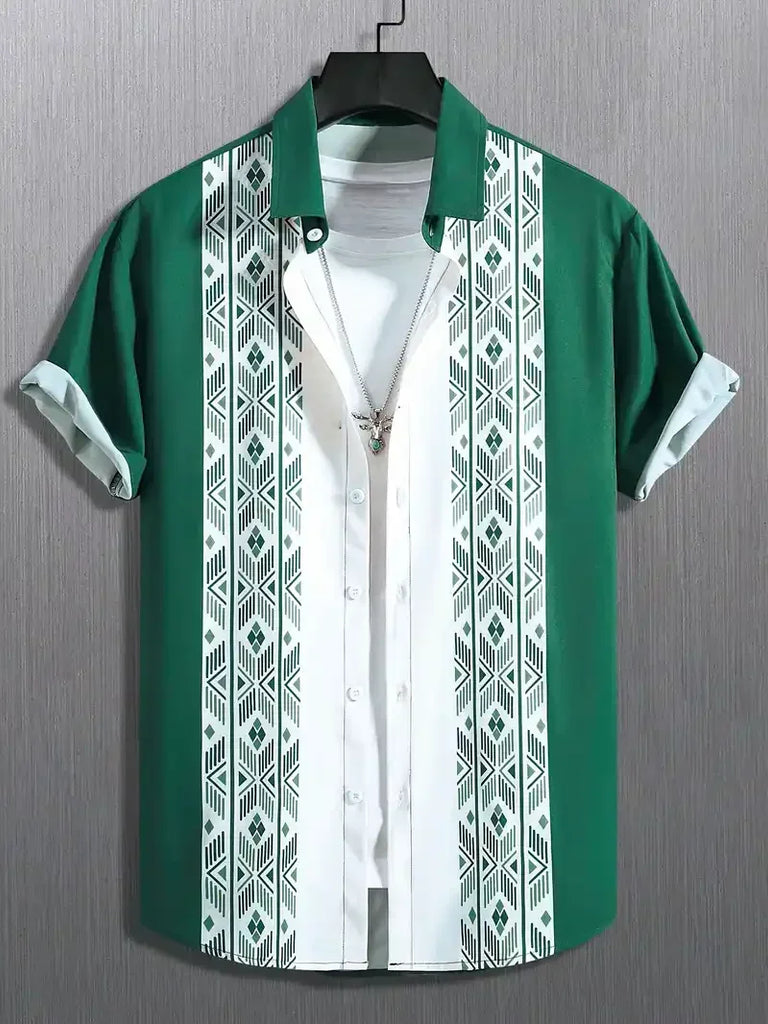 Summer Hawaiian Vintage Floral Print Men's Short Sleeved Women's Blouses Beach Shirts Lapel Casual Button Shirt Men Clothes