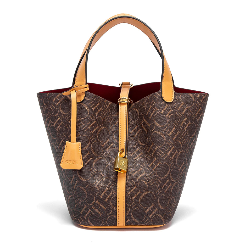 CHCH Women's Tote Bag 2024 New Large Capacity Basket Bag Classic Copper Lock Commuter Women's Bag