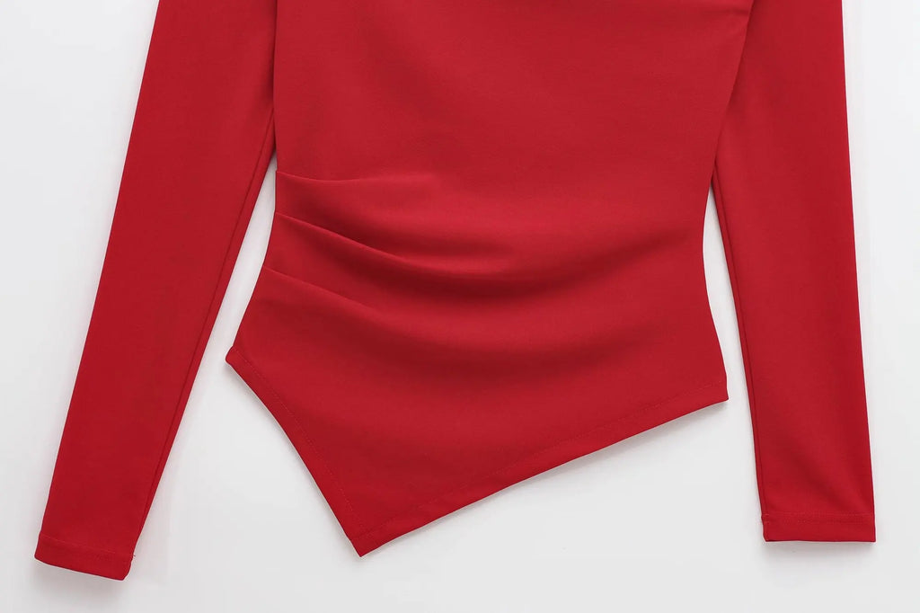 Women’s One‑Shoulder Asymmetrical Long‑Sleeve Y2K Top – HXAO Off‑Shoulder Summer T‑Shirt