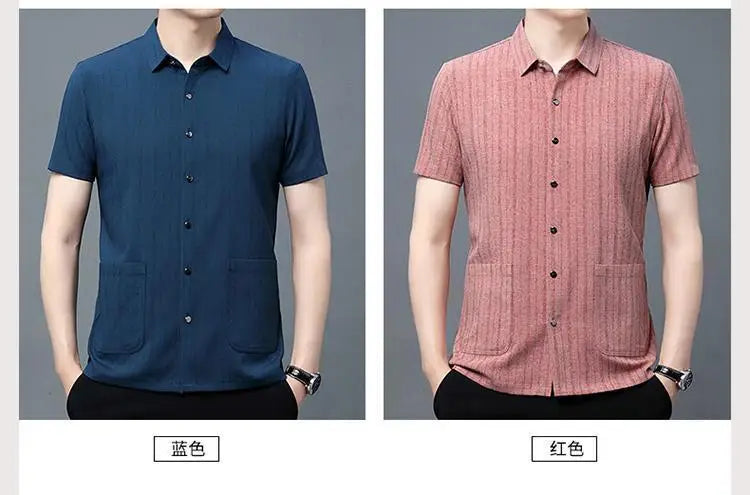 Gray Textured Short‑Sleeve Shirt