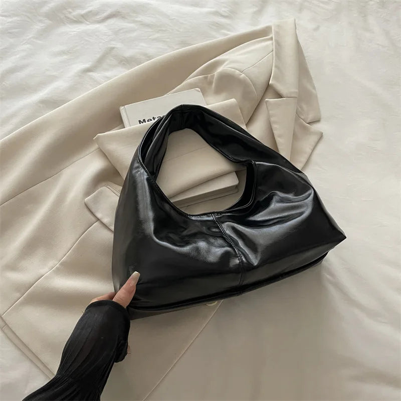 Fashion Leather Underarm Bags Women Temperament Clutch Handbags Shoulder Bag Ladies Trendy Simple Female Vintage Totes Hobos Bag