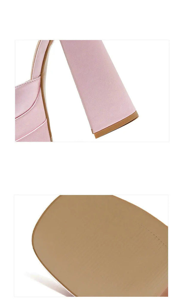 Summer Square‑Head Satin High Heels