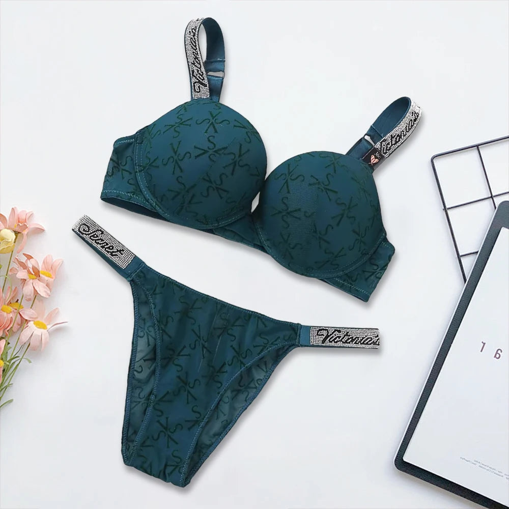 Victoria's Secret Women's New Sexy Lingerie Sporty Classic Padded Adjustable push up Lingerie Underwear Set Bras and Panty Set