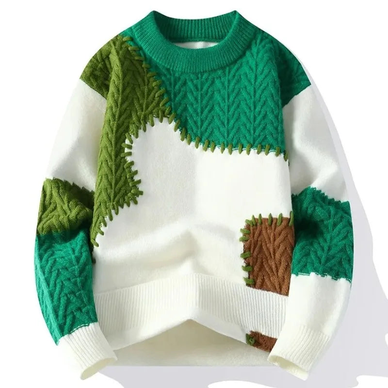 Men’s O‑Neck Splicing Sweater