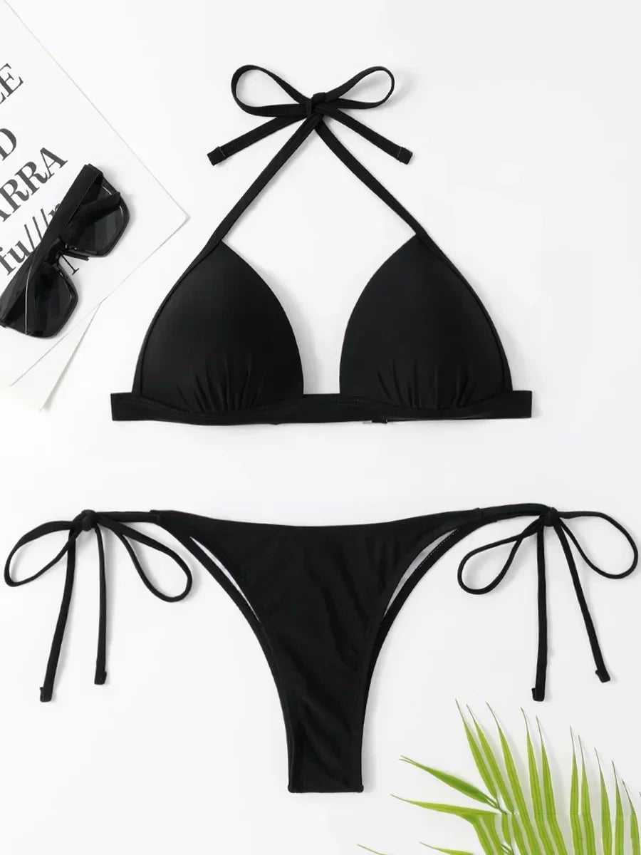 Halter Bra‑Cup Push‑Up Bikini