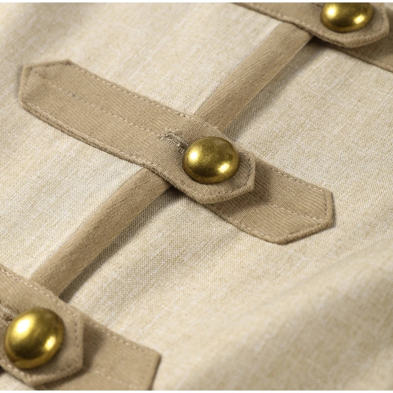 Napoleon Golden Short Jacket Women Vintage Stand Collar Long Sleeve Cropped Jackets 2026 Spring New Lady Outwear High Street
