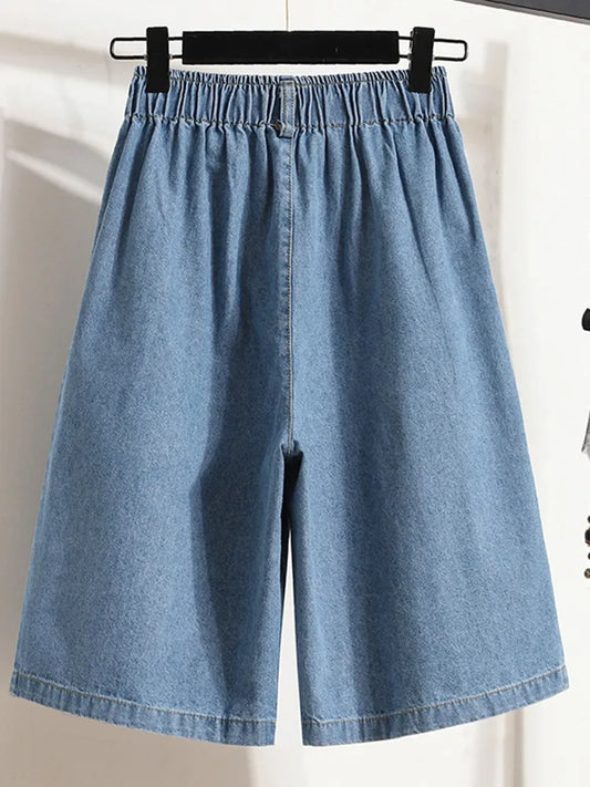 High Waist Knee Length Casual Jeans Women New Arrival 2022 Summer Vintage Style All-match Loose Female Thin Denim Pants B1877