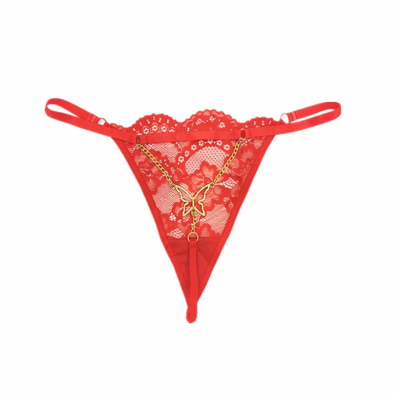 Letter Pendant Waist Chain & Lace Panty Set