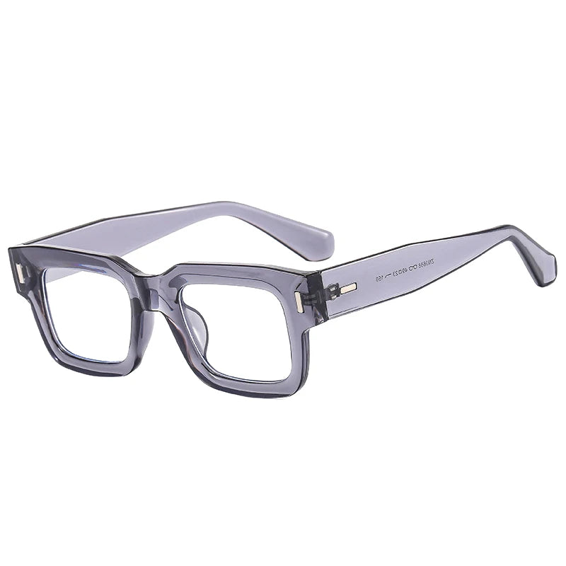 SO&EI Ins Popular Fashion Square Sunglasses Women Retro Punk Clear Ocean Lens Eyewear Men Shades UV400 Rivets Sun Glasses