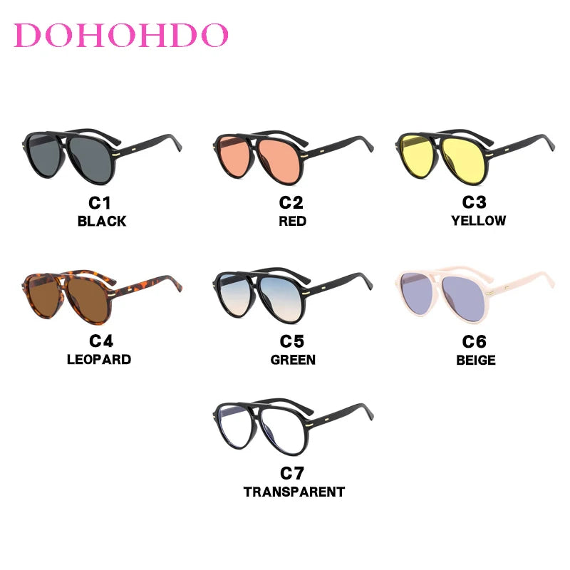 DOHOHDO New Women Sunglasses High End Street Photography Modern Trendy Large Frame Pilot Sun Glasses Hip Hop Sun Glasses UV400