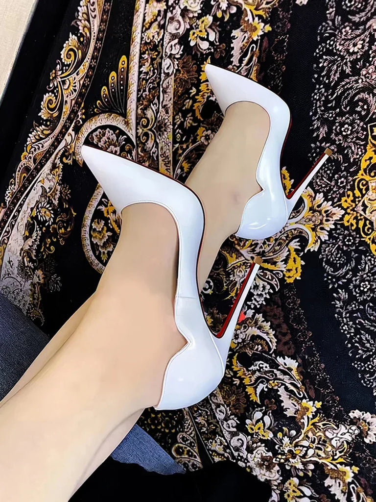 Black Extra‑Thin 12cm High Heels – Women’s Professional Shallow‑Mouth Stiletto Pumps