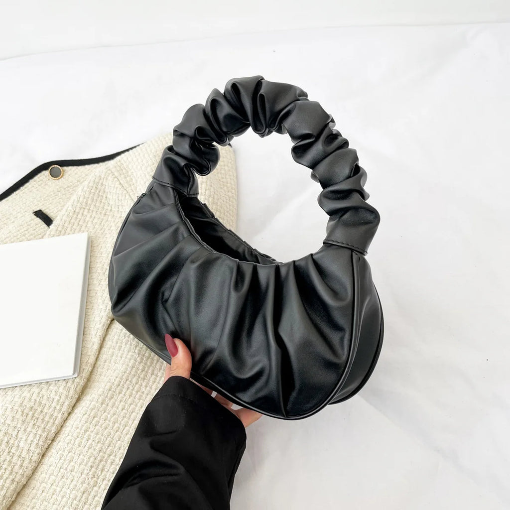 HOMEFISH Fashion Pleated PU Cloud Handlebags for Women Leisure Armpit Shoulder Bags Dumpling Handbag Female Shopping Hand Bags