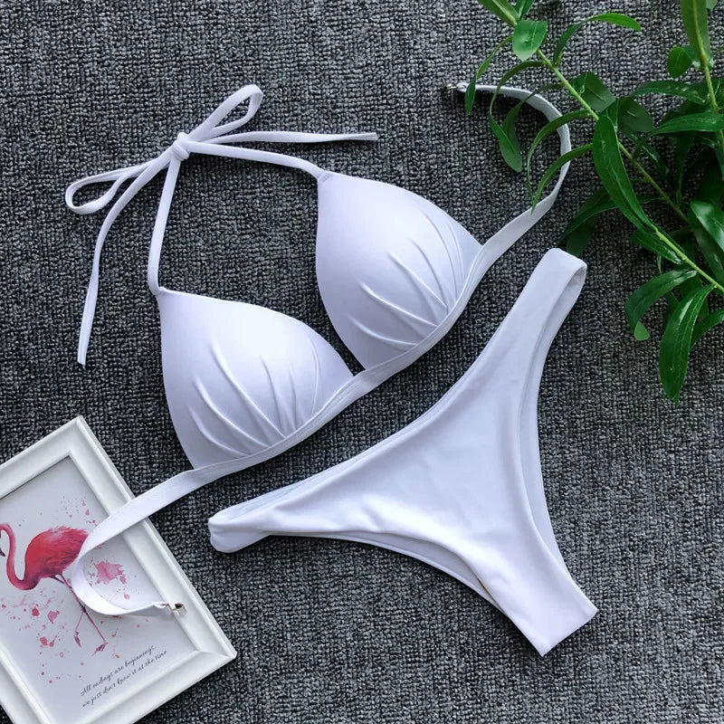 Halter Bra‑Cup Push‑Up Bikini
