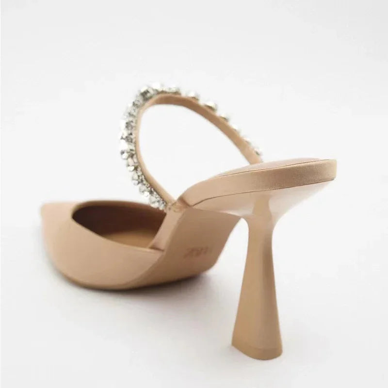Women’s Rhinestone Slingback Heels – Elegant 2023 Party Pumps & Modern Mule Sandals