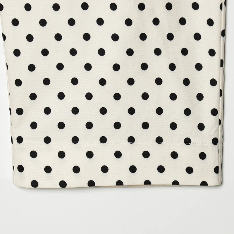 Elegant Polka‑Dot Jacket & Capri Pants Set
