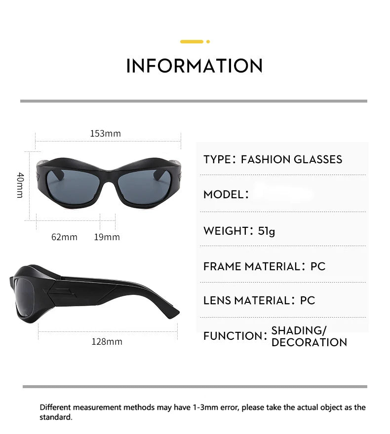 Trend Steampunk Sunglasses Women Men Fashion Sun Glasses Punk Female Y2K Mirror Goggle Shades Eyeglasses UV400
