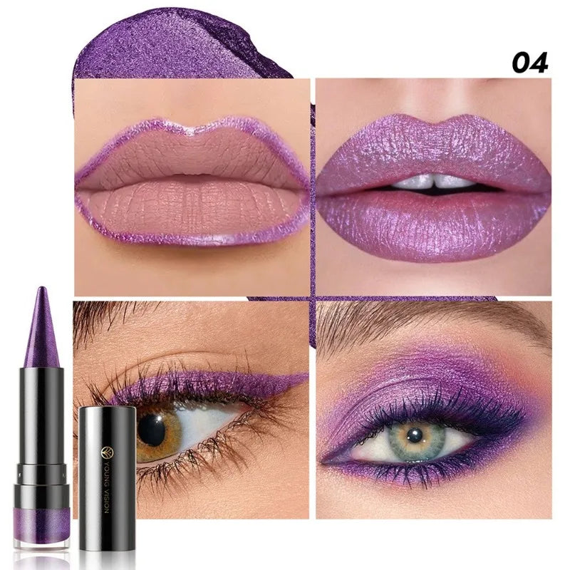 NEW 2 IN 1 Pearlescent Eye Shadow Pen Pointed Eyeliner Stick Caramel Brown Black Eyeshadow Makeup Silky Smooth Lasting Eyeshadow
