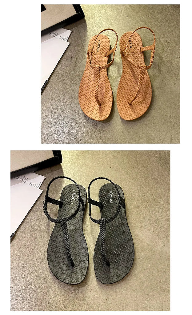 Women’s Bohemian Flat Sandals — Summer Clip‑Toe Flip Flops Casual Comfort Beach Shoes