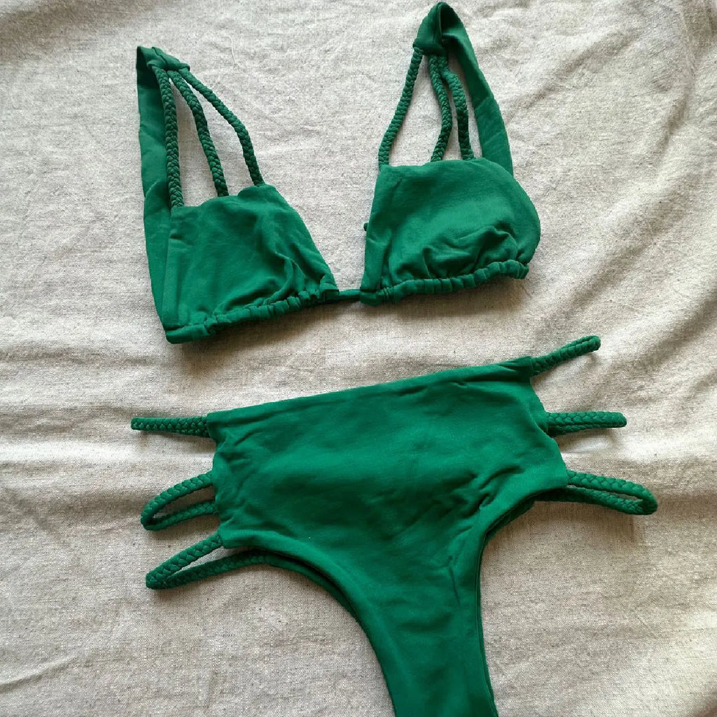 2023 Sexy Brazilian Bikini Set High Waist Golden Printed Women Swimwear Push Up Bikinis Swimsuit Female Biquini Bathing Suit