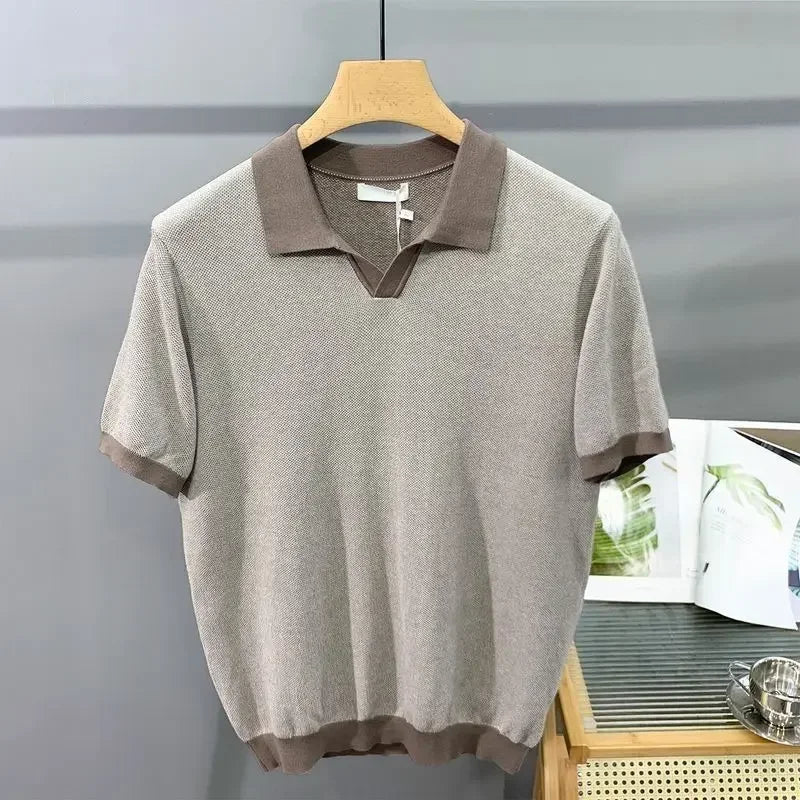 Italian Cuban Collar Ice Silk Polo