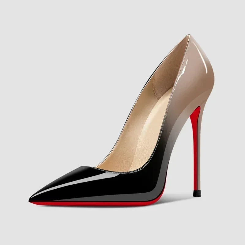 Women’s Gradient Red‑Bottom Leopard High Heels
