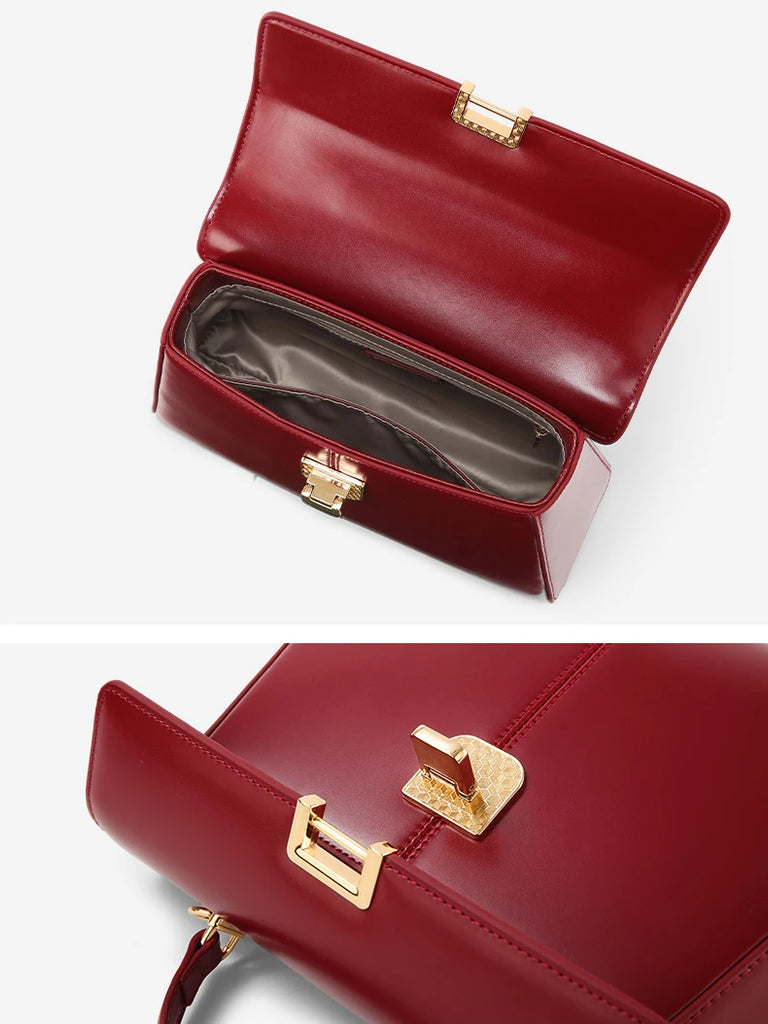 ITAMOOD Genuine Leather Handbag with Scarf | Luxury Designer Trendy Shoulder Bag Solid Color Commuting Bag | bags for women gift