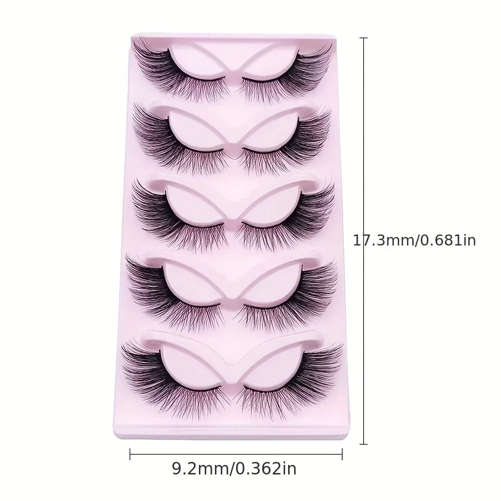 5 Pairs Fluffy False Eyealshes, Fox Cat Eye Lashes Winged False Eyelashes With Eyeliner Effect Natural Look, 3D Lashes