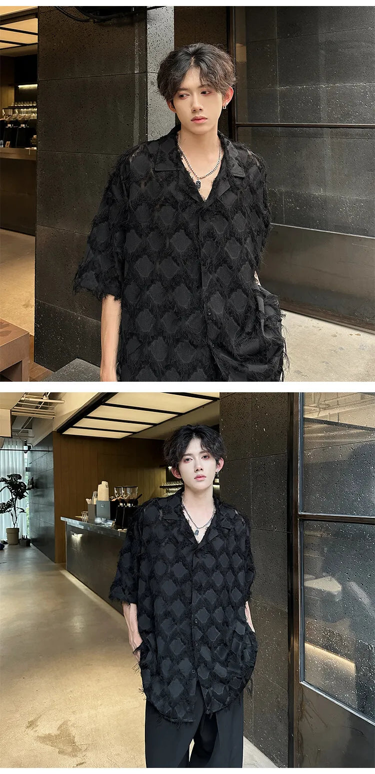 Loose Short‑Sleeve Suit‑Collar Shirt
