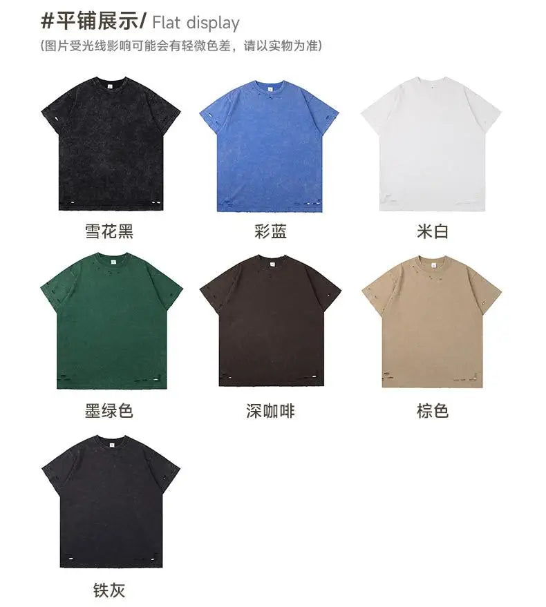 Men’s Heavy Thick Ripped Oversized T‑Shirt