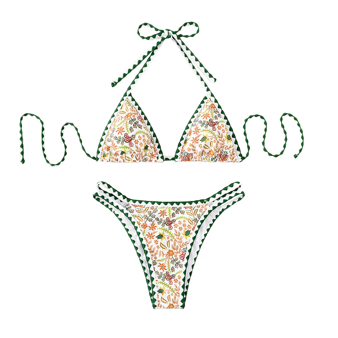 Flower Print Halter Brazilian Bikini